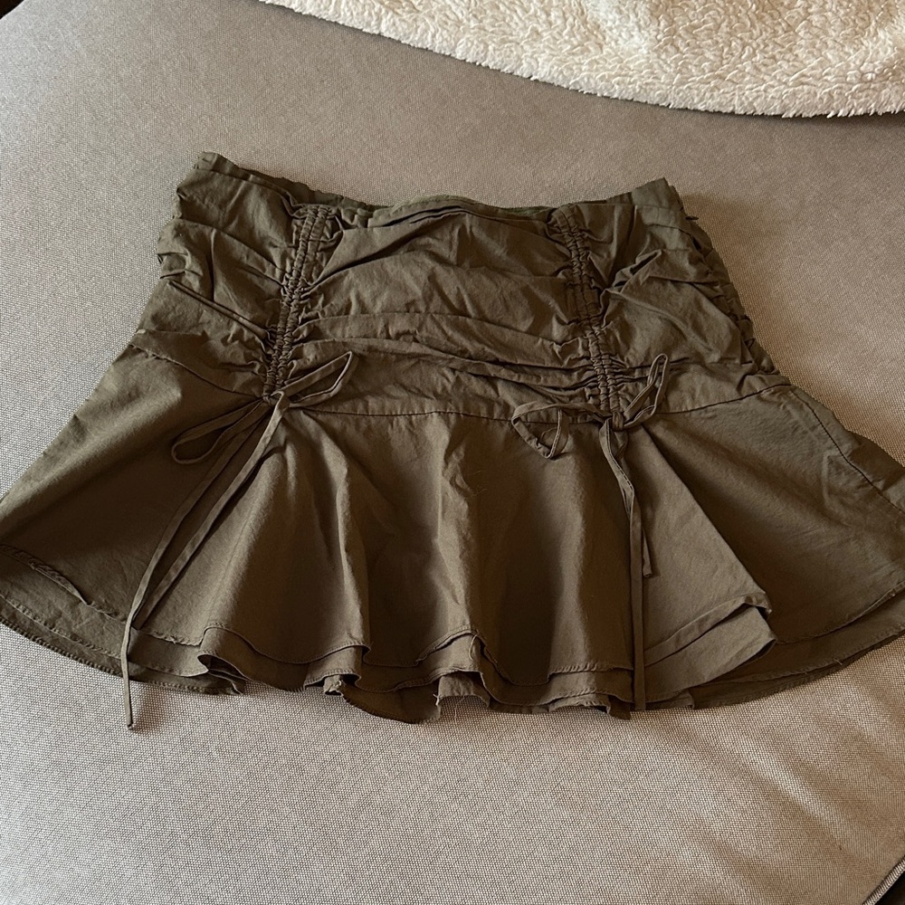 Olive Green Drop Waist Mini Skirt